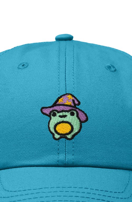 Dalix Sorcerer Frog Embroidered Dad Hat In Teal