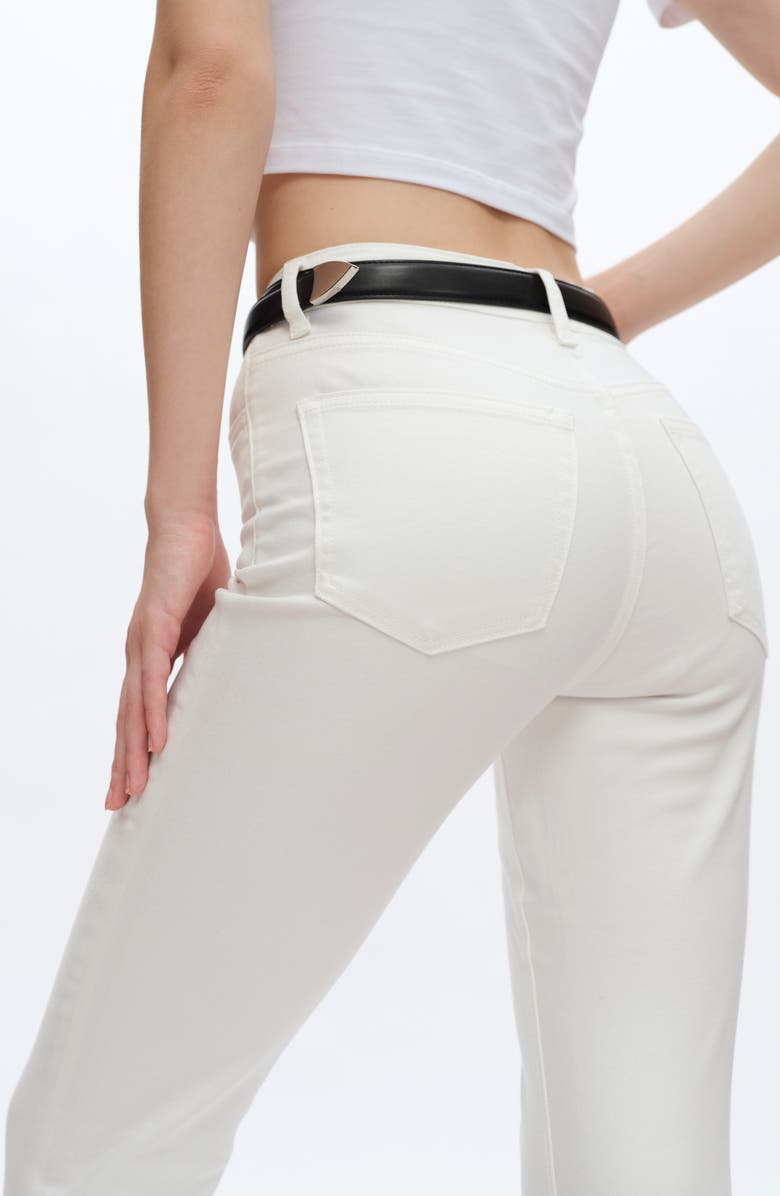 Bayeas Raw Hem Mid Rise Ankle Bootcut Jeans, Alternate, color, White