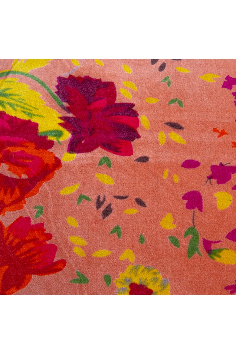 Cotton Velvet Printed Pillow with Floral Pattern, Chambray Back and Ruffle, Multicolor, Alternate, color, Multicolor