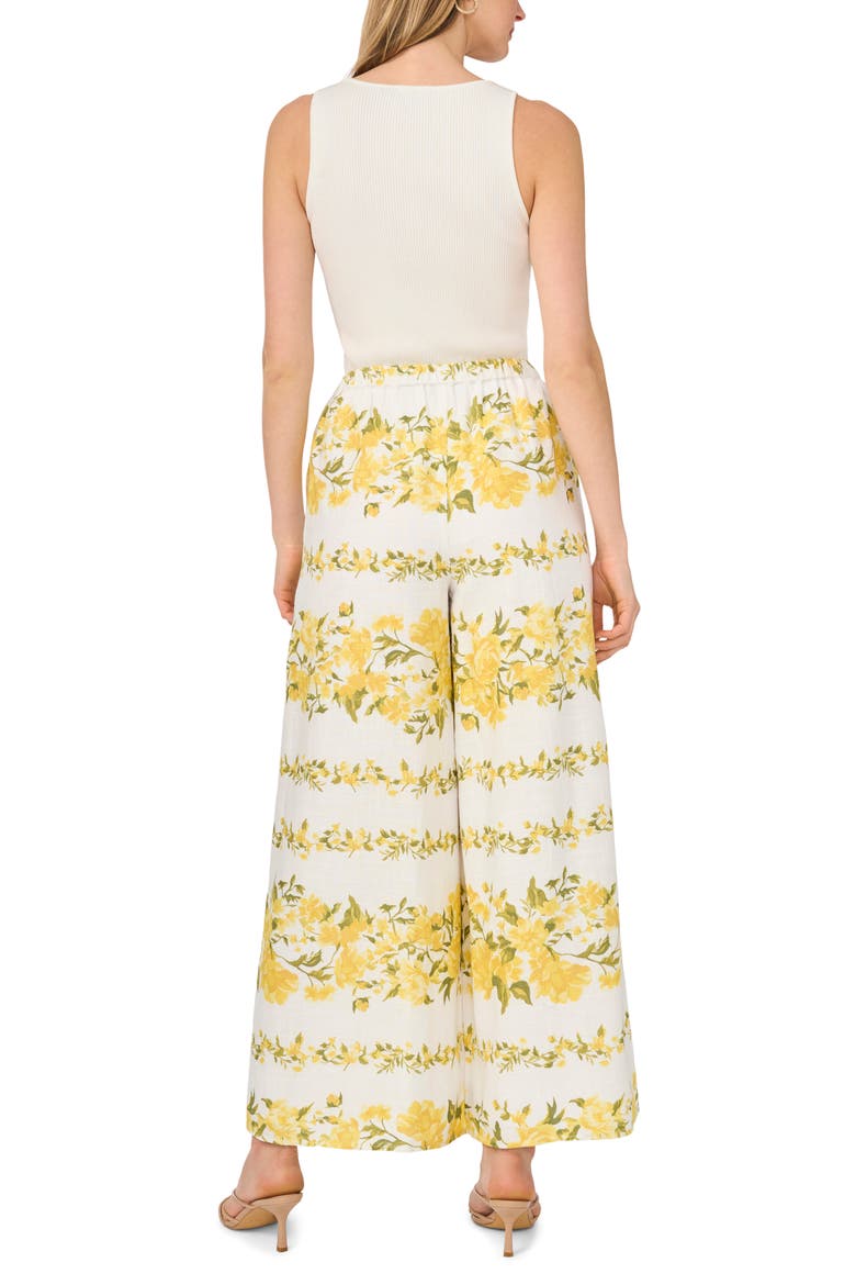 Floral Wide Leg Pants, Alternate, color, ULTRA WHITE