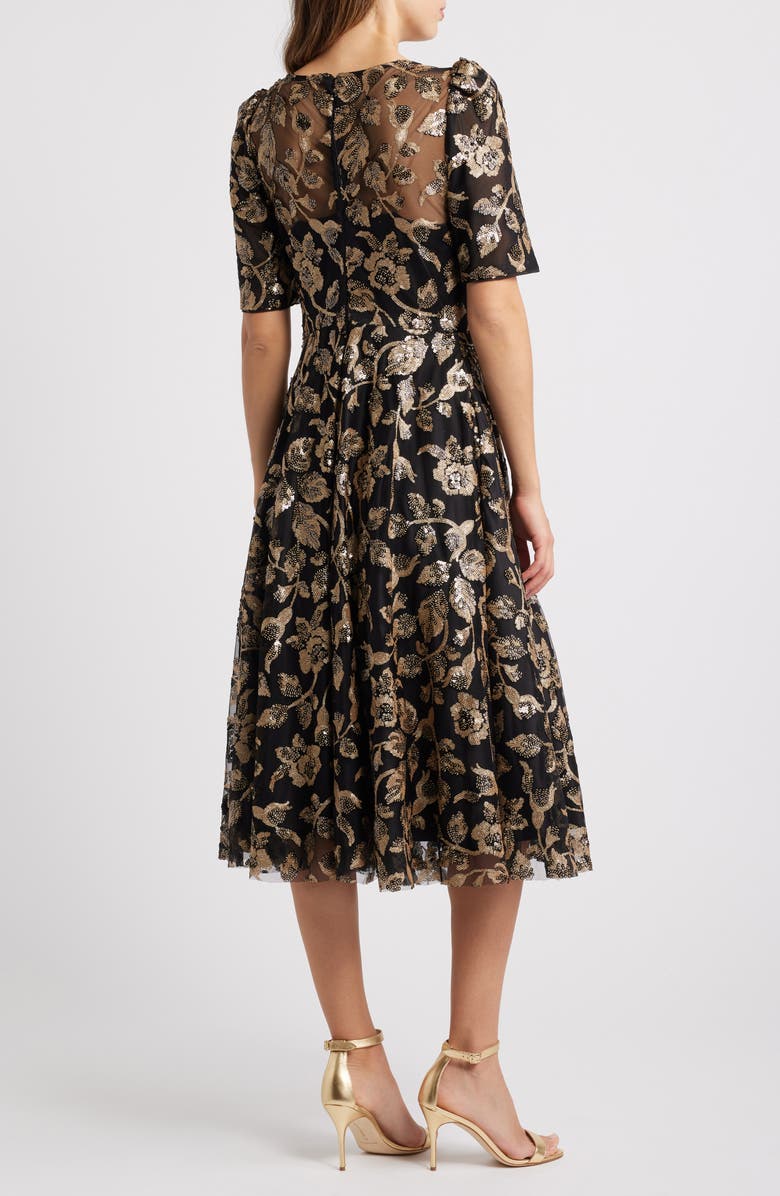 Eliza J Elbow Sleeve Midi Dress, Alternate, color,