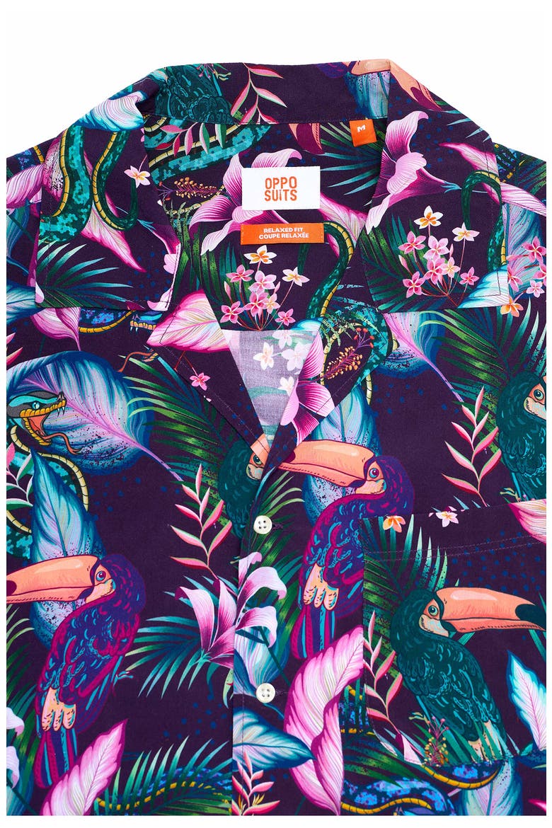 Tropical Jungle Camp Shirt, Alternate, color, PURPLE MULTI