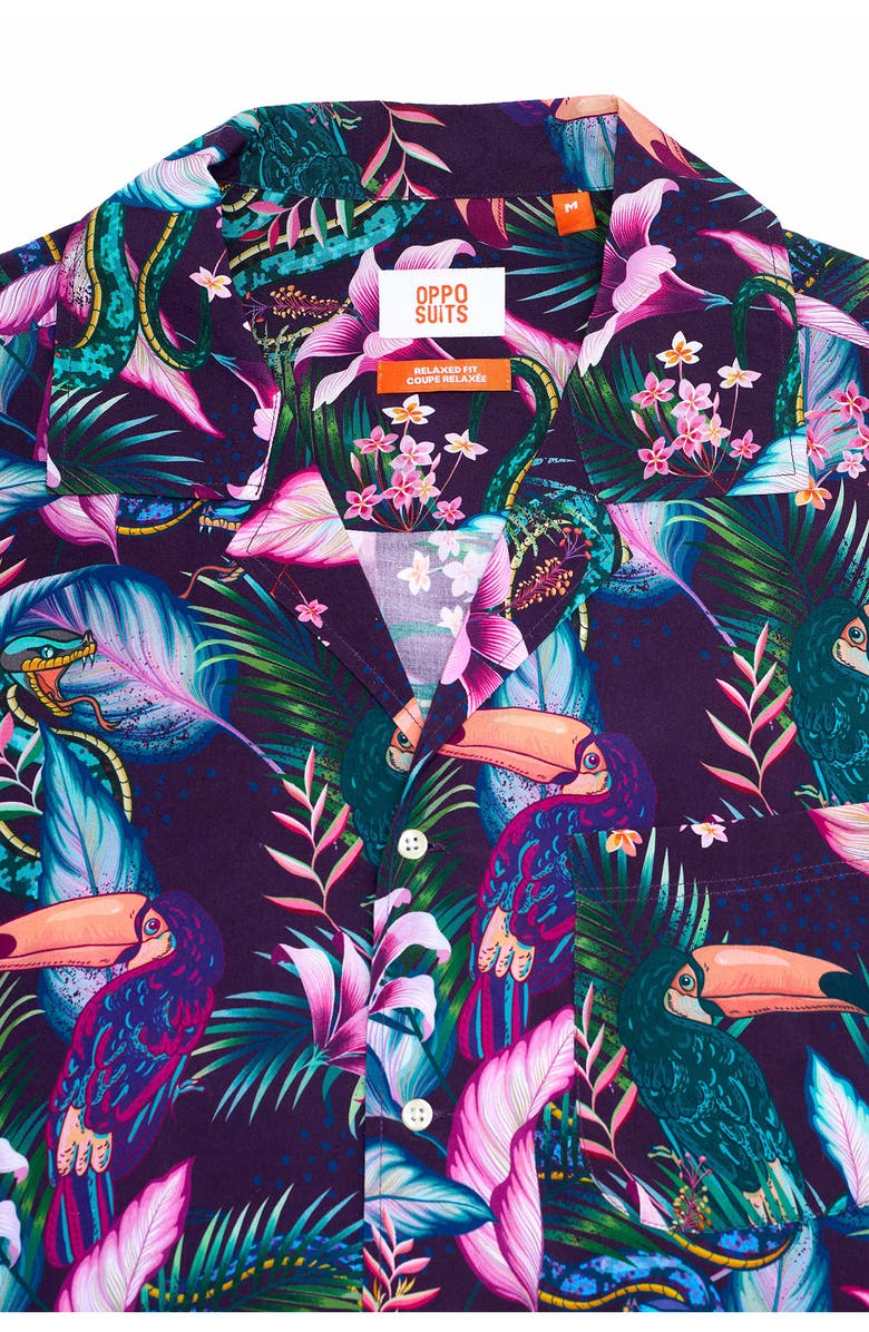 OppoSuits Tropical Jungle Camp Shirt, Alternate, color, Purple Multi