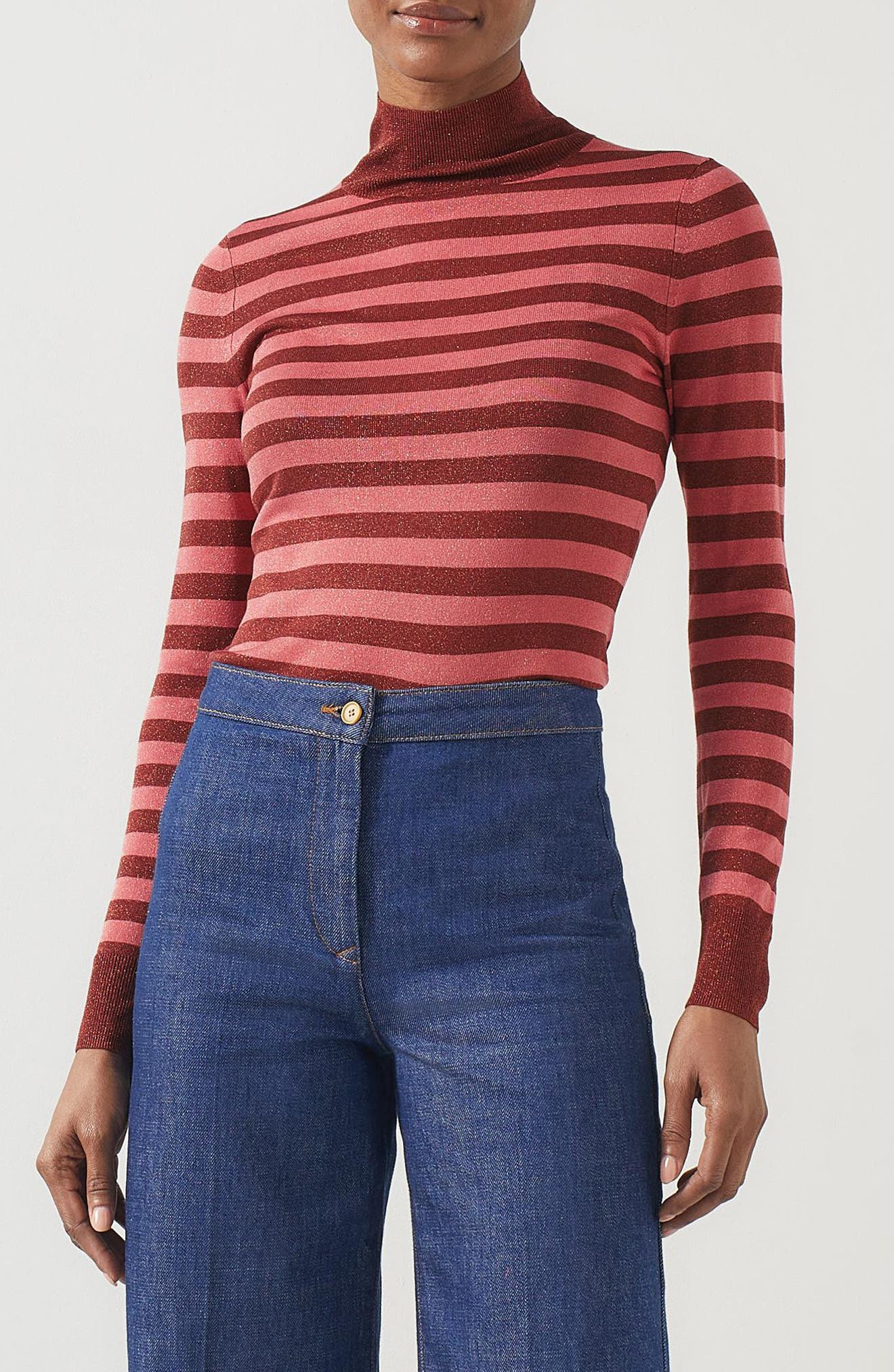 Allie Metallic Knit Turtleneck Sweater