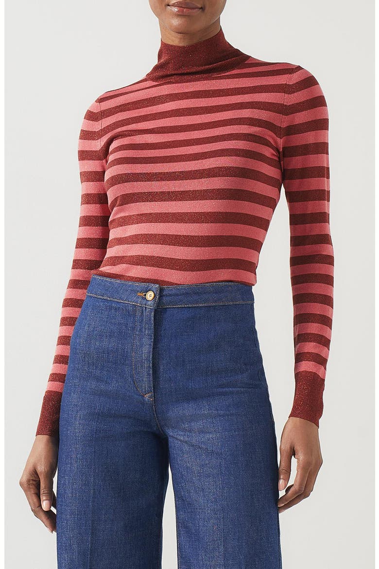Allie Metallic Knit Turtleneck Sweater, Main, color, PINK