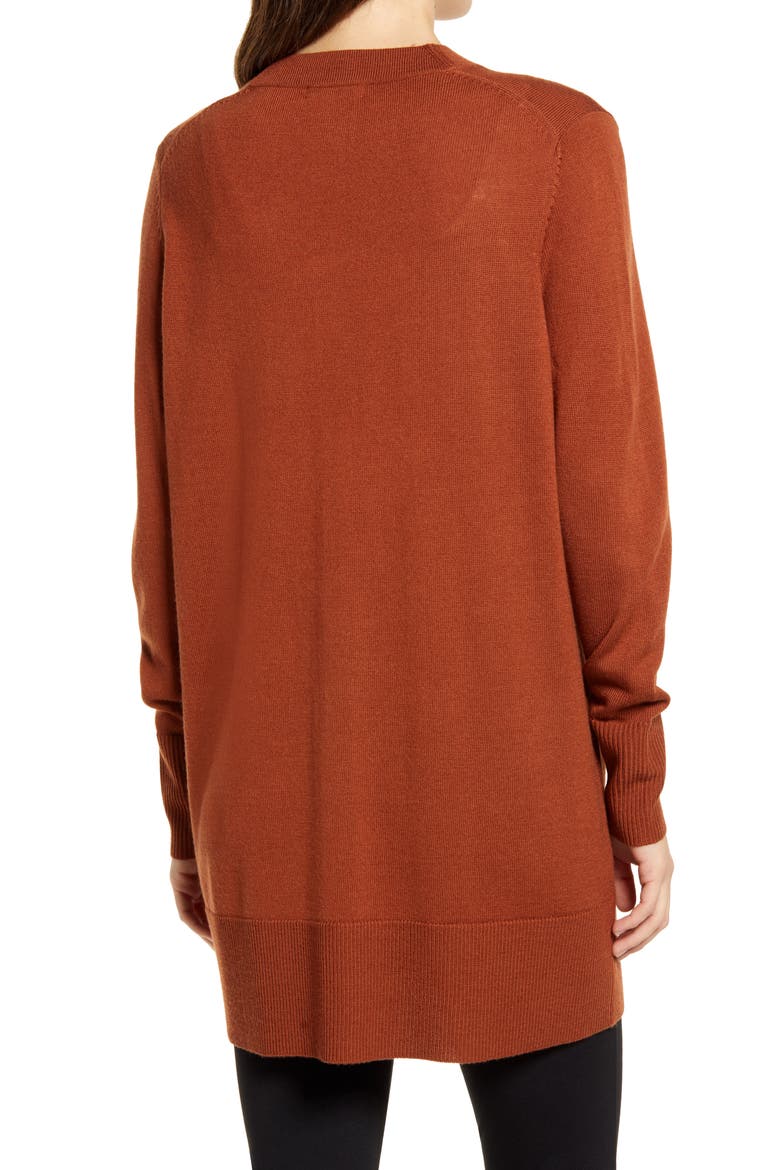 Everyday Open Front Cardigan, Alternate, color, RUST SEQUOIA