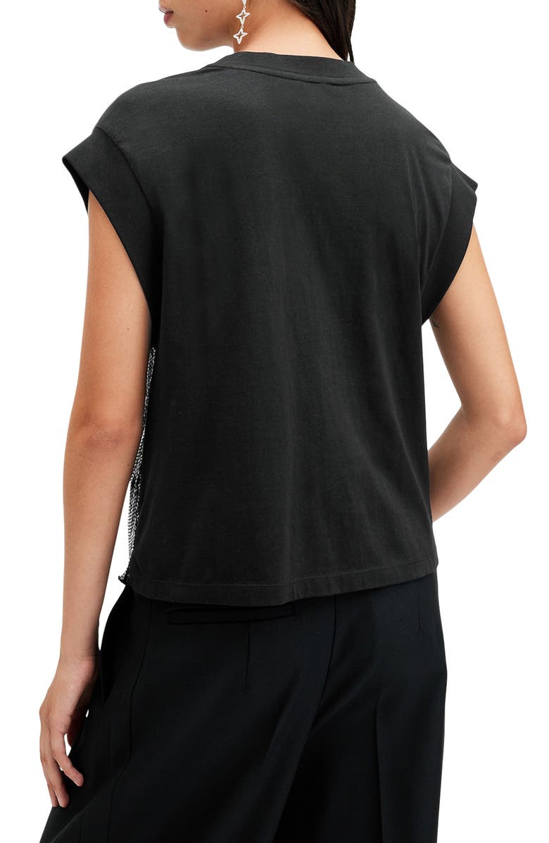 AllSaints Shane Mixed Media Chainmail Top, Alternate, color,