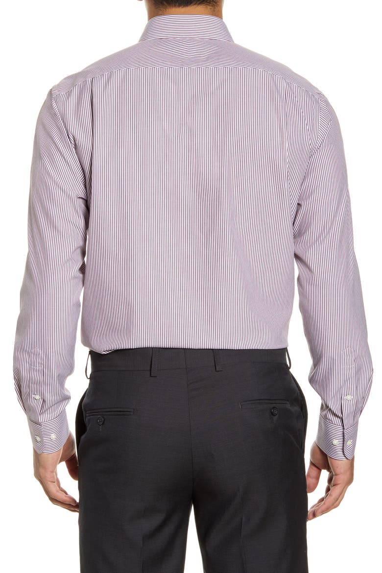Smartcare Traditional Fit Stripe Dress Shirt, Alternate, color, BURGUNDY LONDON