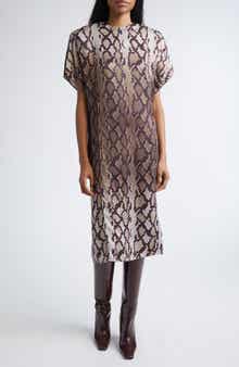 Stella McCartney Snakeskin Print Satin Midi Dress