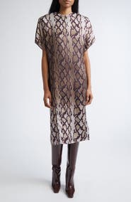 Stella McCartney Snakeskin Print Satin Midi Dress