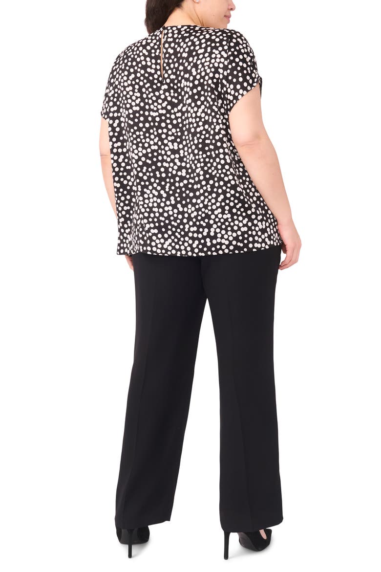 Polka Dot Crepe Top, Alternate, color, RICH BLACK