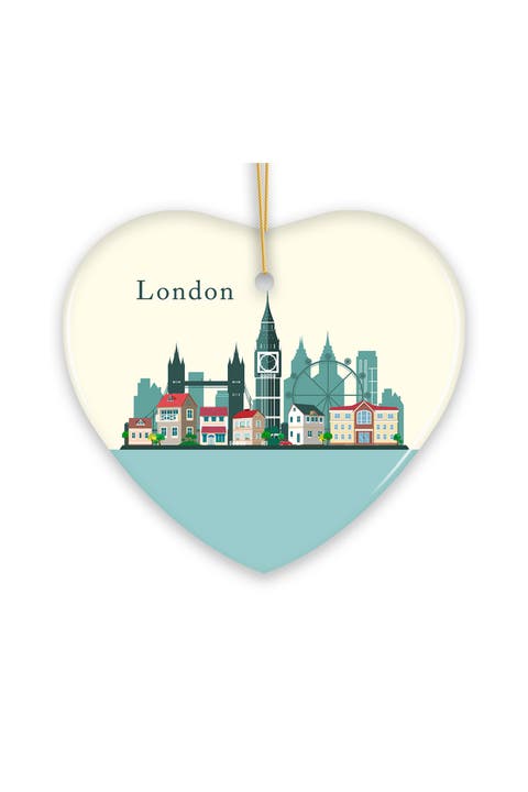 London Skyline Big Ben Heart Ceramic Ornament