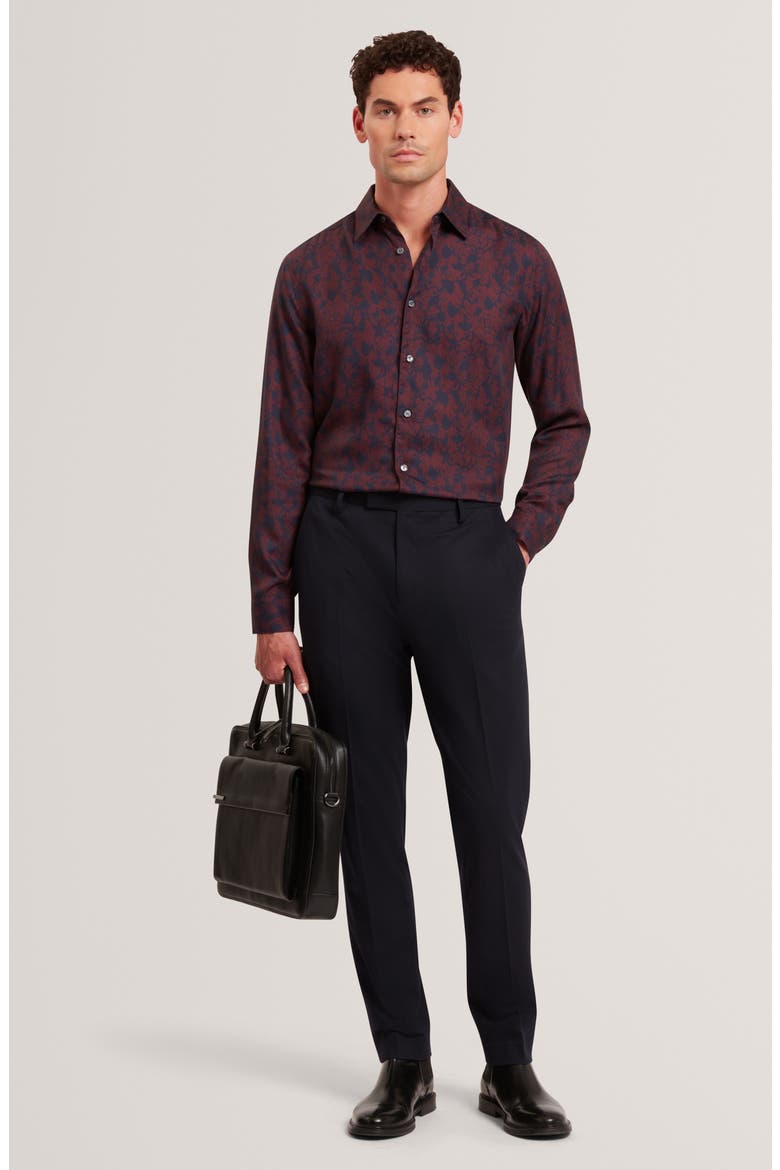 Akselle Print Cotton Button-Up Shirt, Alternate, color, MAROON