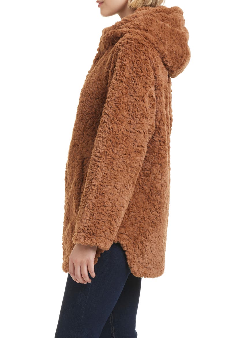 Textured Faux Fur Jacket, Alternate, color, CAMEL