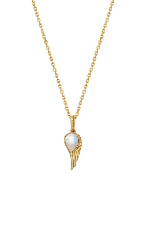 Lightness of Being Moonstone Angel Wing Gold Necklace