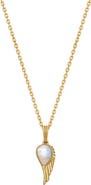 Karma and Luck Lightness of Being Moonstone Angel Wing Gold Necklace