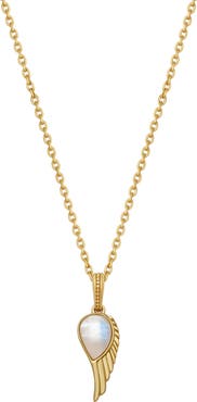Karma and Luck Lightness of Being Moonstone Angel Wing Gold Necklace