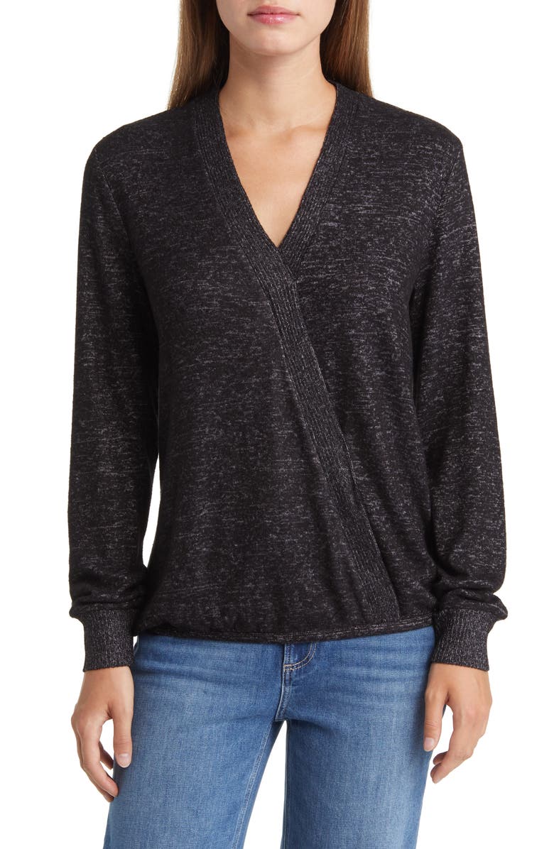 Bobeau Cozy Surplice Top, Main, color,