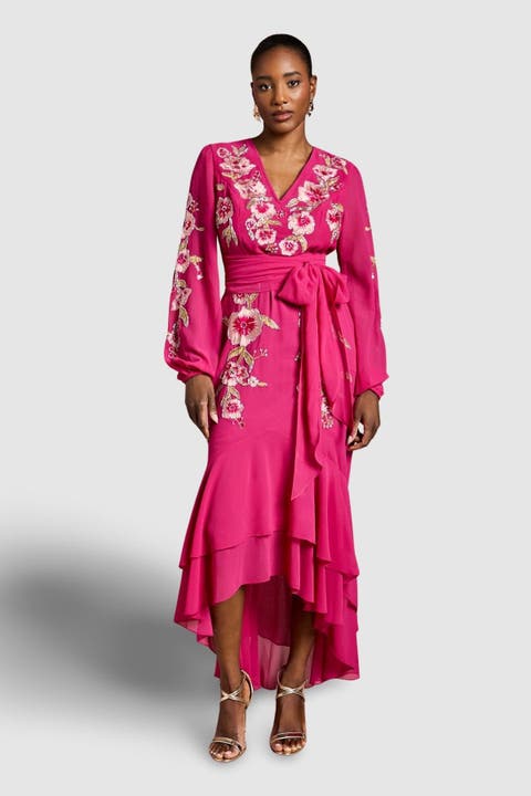 Embellished High Low Maxi Dress