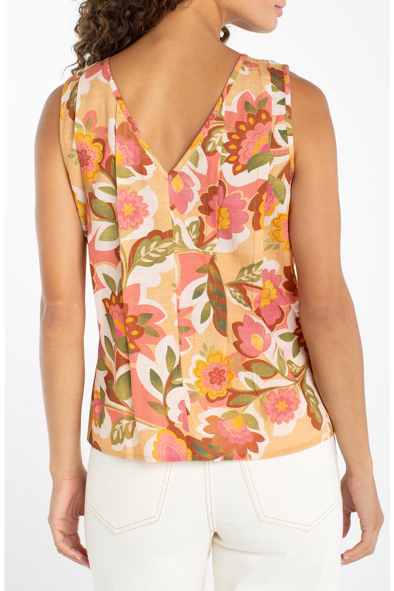 Floral Pleated Sleeveless Top, Alternate, color, TAN FLORAL MULTI