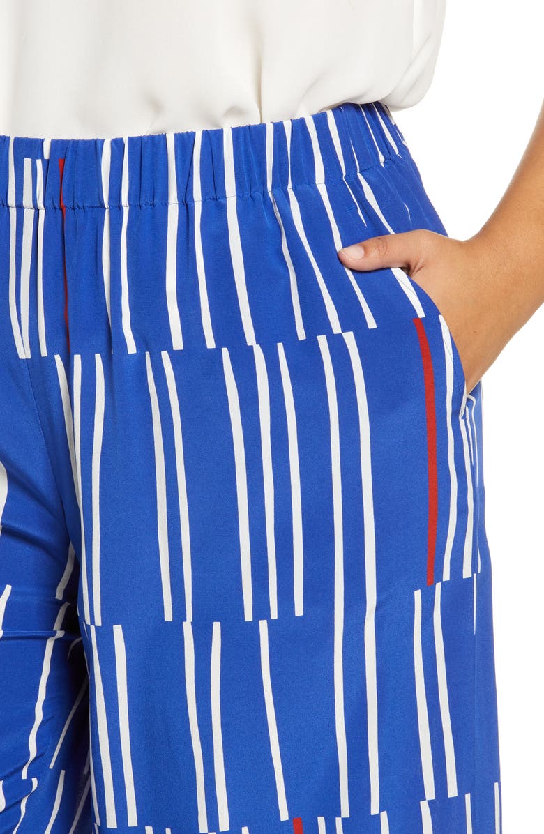 Lafayette 148 New York Riverside Beach Stripe Wide Leg Silk Pants, Alternate, color,