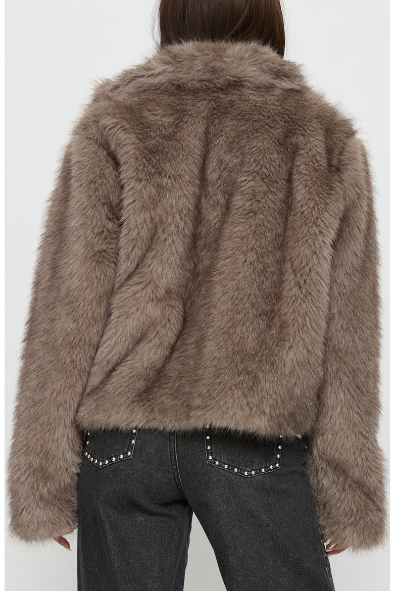 Kimberli Faux Fur Zip Jacket, Alternate, color, BROWN