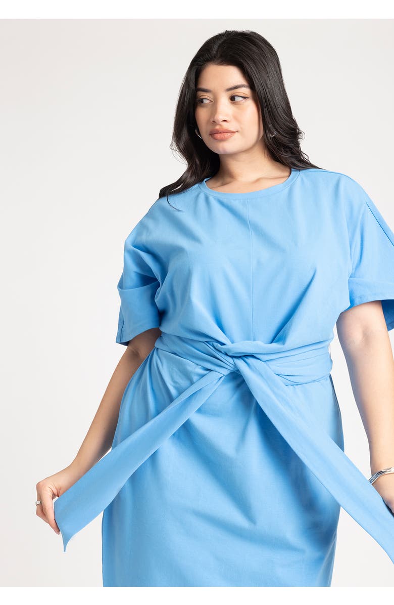 ELOQUII Cross Front Flutter Sleeve Dress, Alternate, color, Cobalt