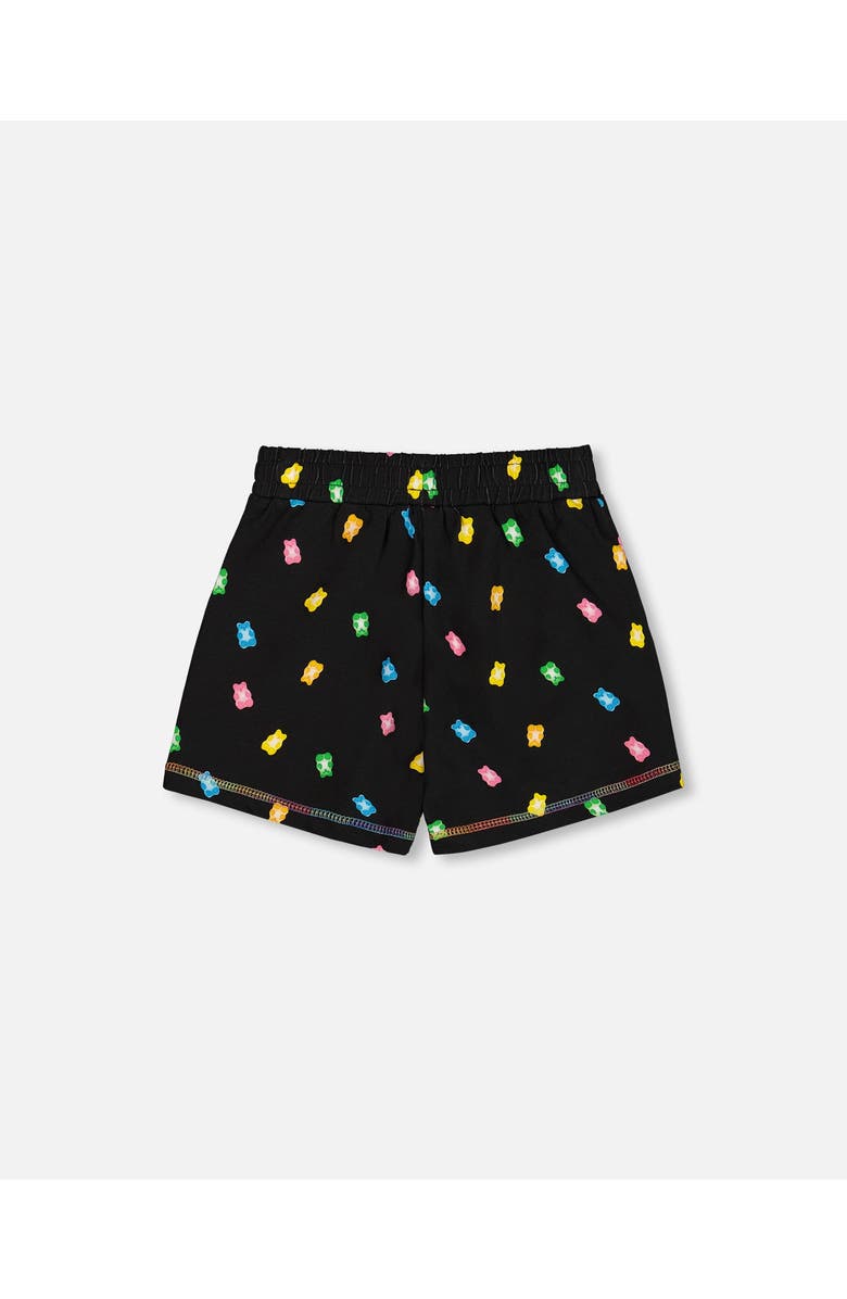 Deux par Deux Little Girl's Printed Short Black And Multicolored Gummies, Alternate, color, 