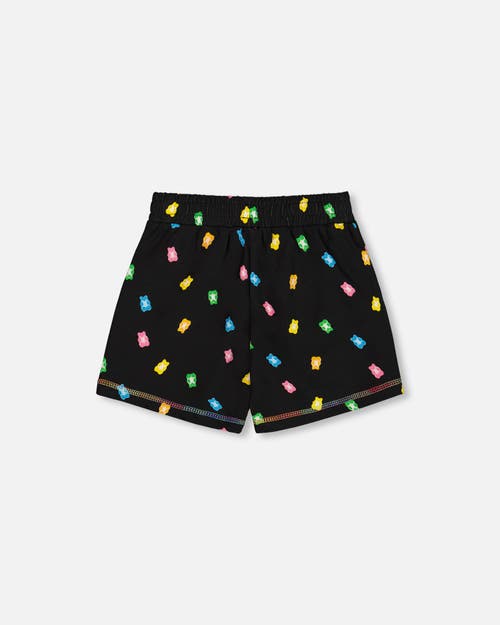 DEUX PAR DEUX DEUX PAR DEUX LITTLE GIRL'S PRINTED SHORT BLACK AND MULTICOLORED GUMMIES