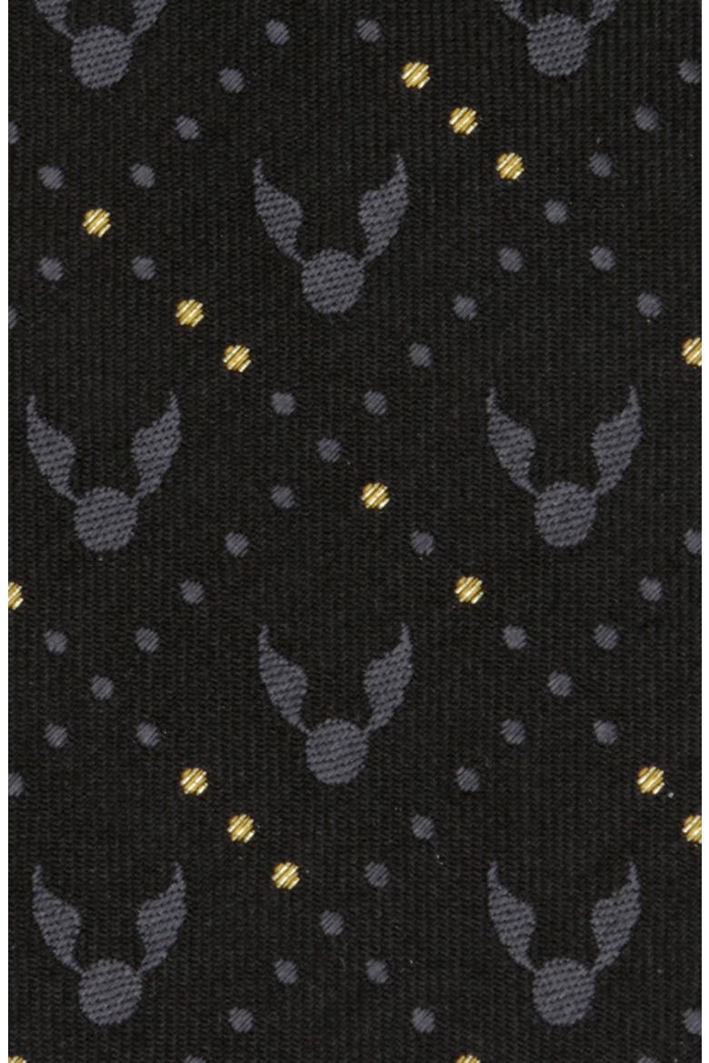 Harry Potter Golden Snitch Silk Tie, Alternate, color, BLACK