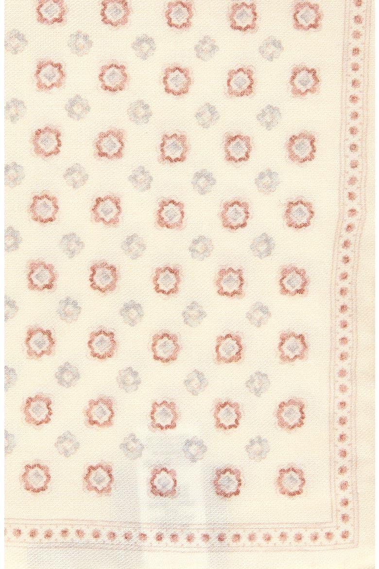 Medallion Wool & Cotton Muslin Pocket Square, Alternate, color, IVORY AND GRAY