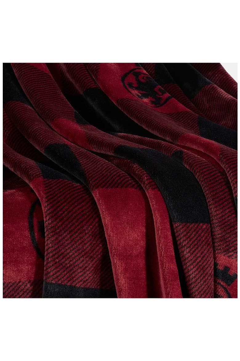 Prep Rally Crest Check Throw Blanket, Alternate, color, GARNET RED/ BLACK