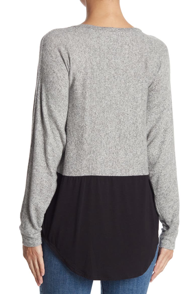 Contrast Hem Top, Alternate, color, HEATHER GREY