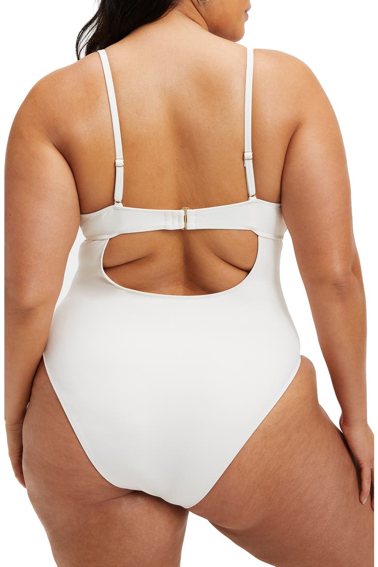 Scuba Knit Show Off One-Piece Swimsuit, Alternate, color, IVORY