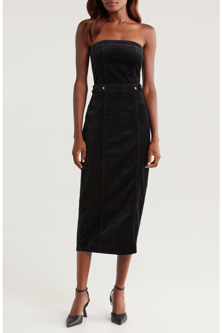 Fit for Success Strapless Velvet Dress, Main, color, BLACK001