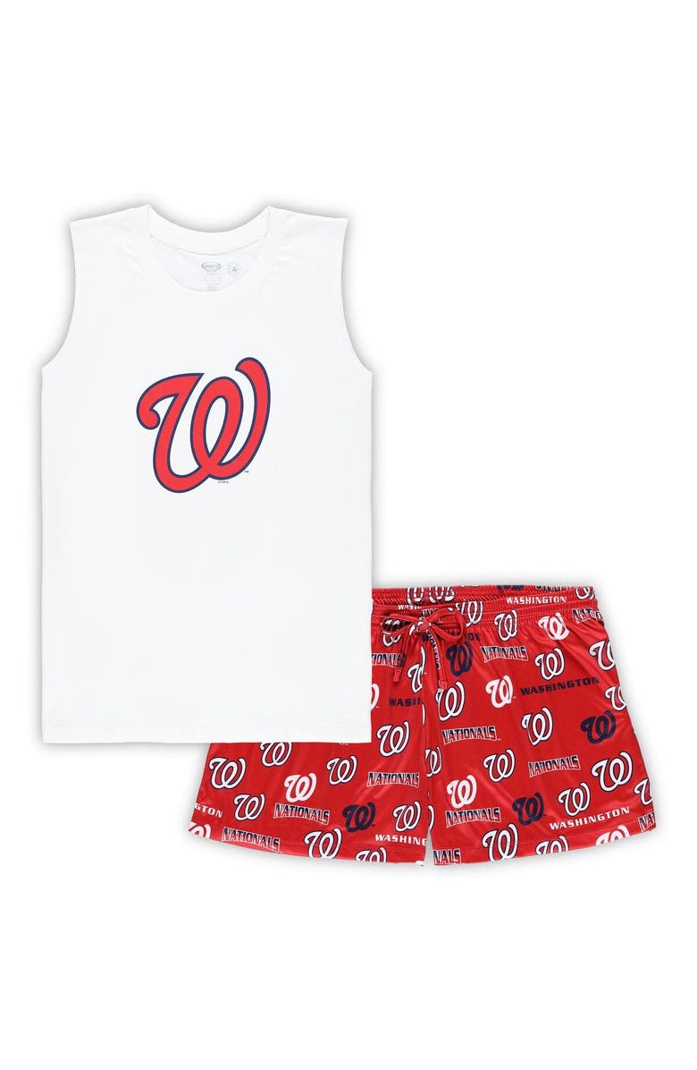 CONCEPTS SPORT Women's Concepts Sport White/Red Washington Nationals Plus Size Tank Top & Shorts Sleep Set, Main, color, White