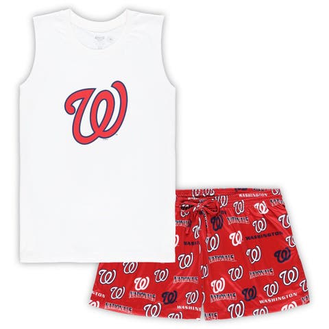Women's Concepts Sport White/Red Washington Nationals Plus Size Tank Top & Shorts Sleep Set