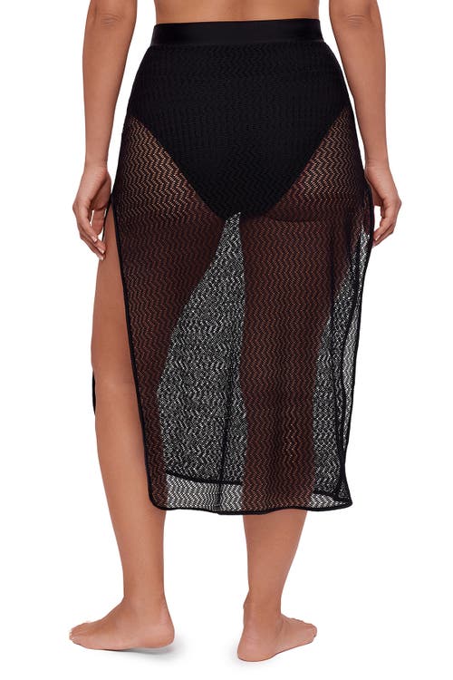 S3 Side Slit Crochet Coverup Skirt In Black