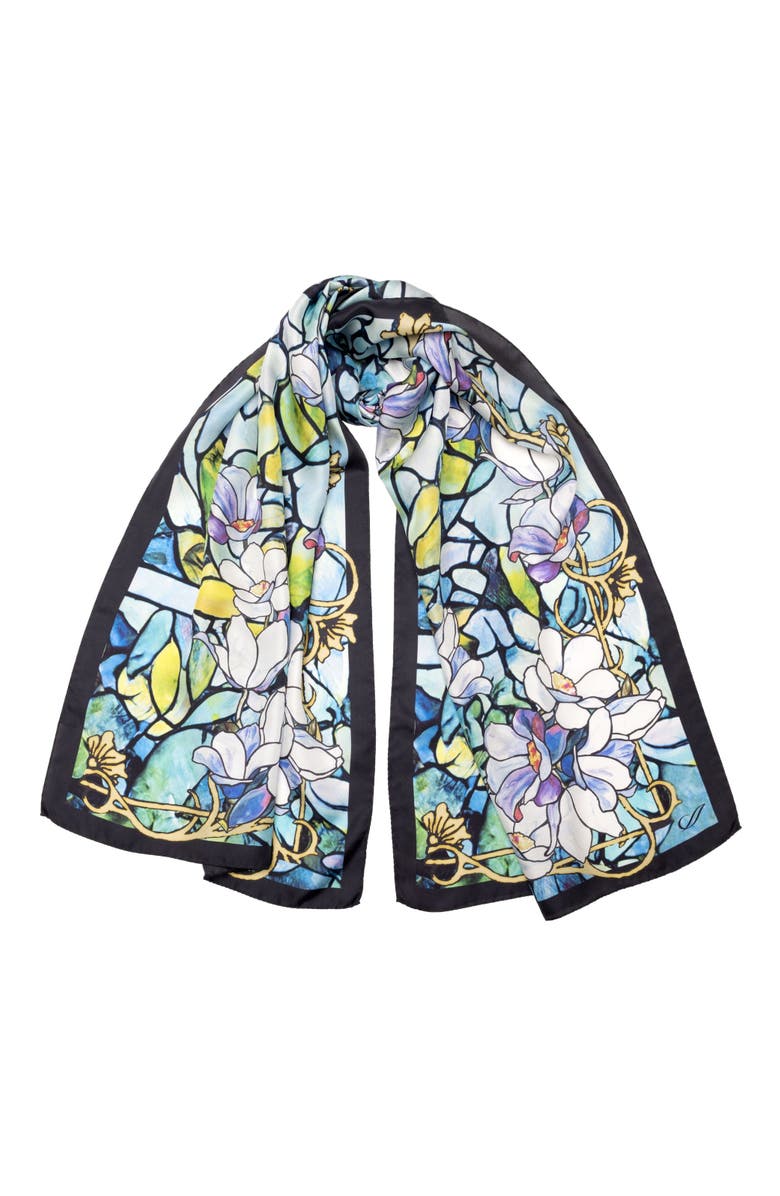 Elizabetta Tiffany - Long Silk Scarf for Women, Main, color, Aqua Blue