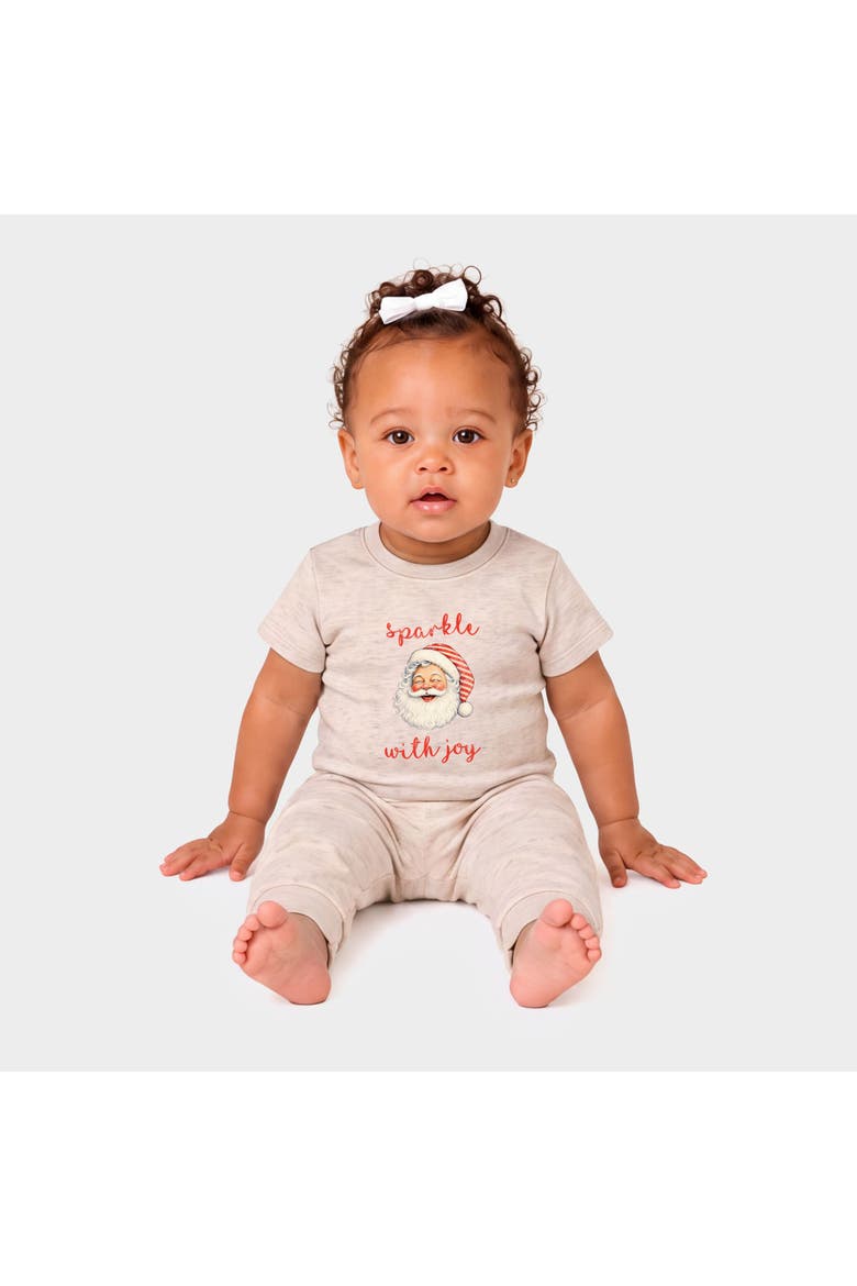 Sparkle With Joy Santa Jogger Pant Crew Set Baby, Main, color, Oatmeal