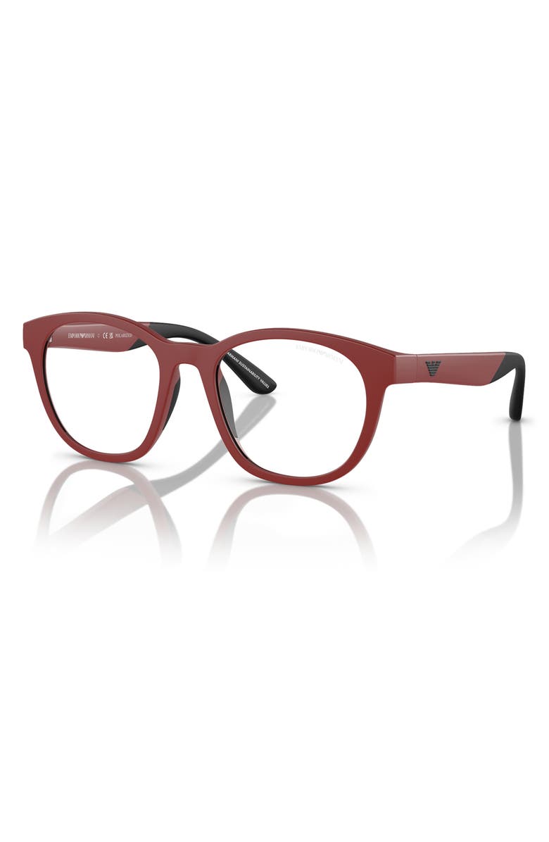 Emporio Armani 47mm Phantos Optical Glasses, Alternate, color, Matte Red / Clear