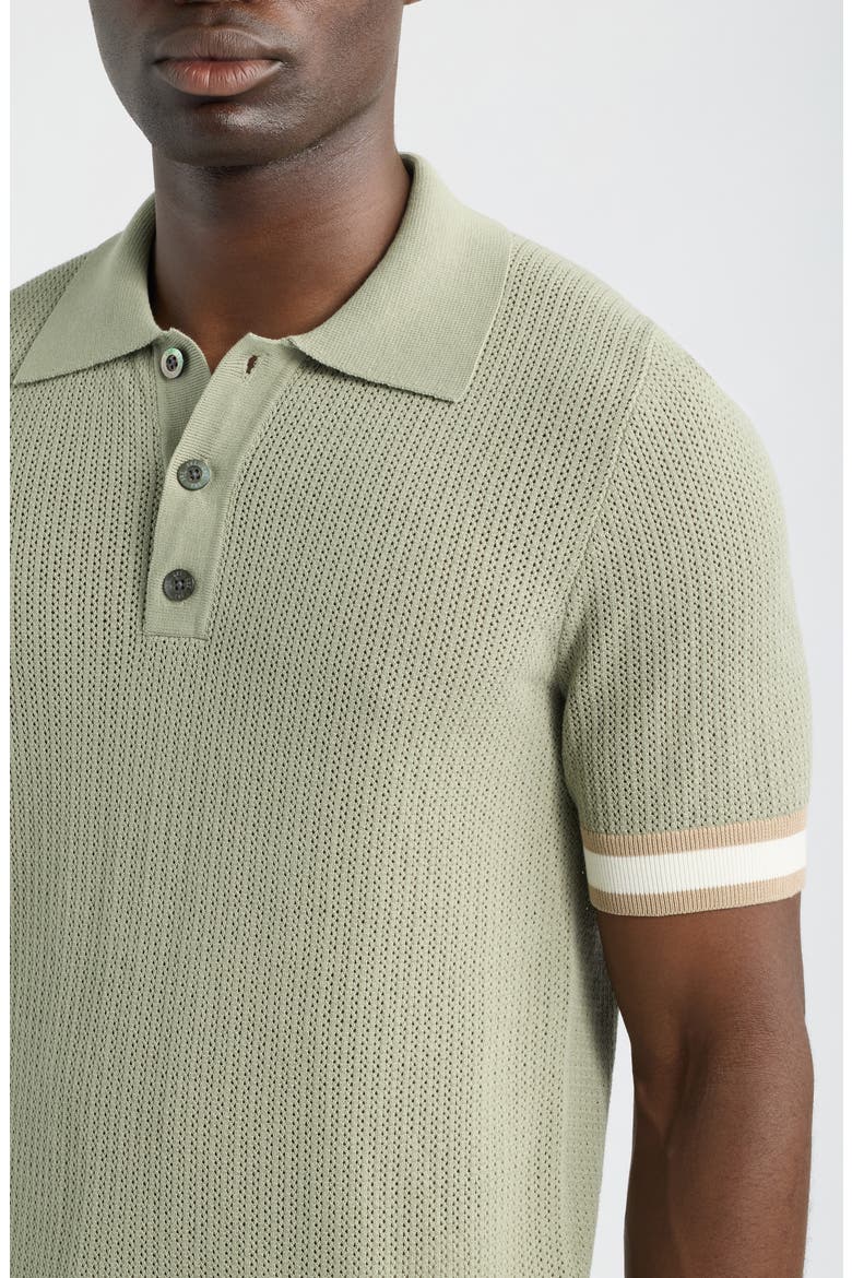 Quinn Open Knit Polo Sweater, Alternate, color, SAGE- 16