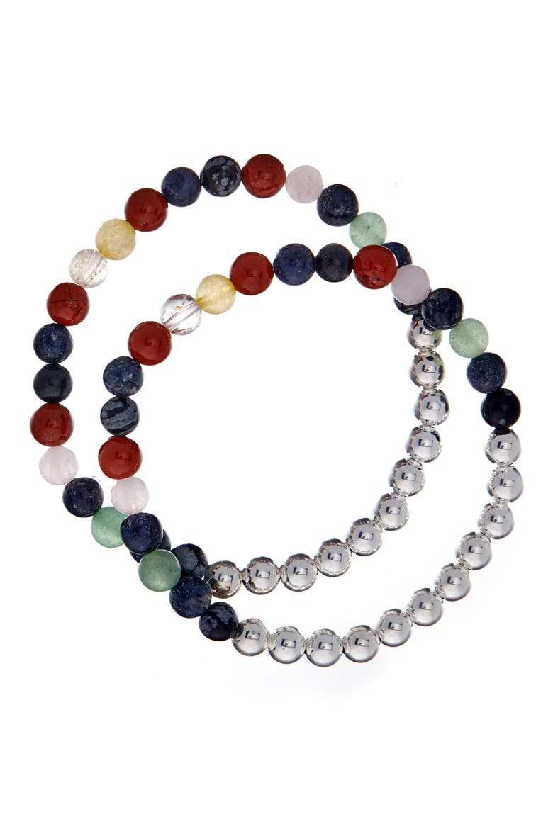 N32 Emotional Eating Set of 2 Healer's Bracelets, Alternate, color, SILVER