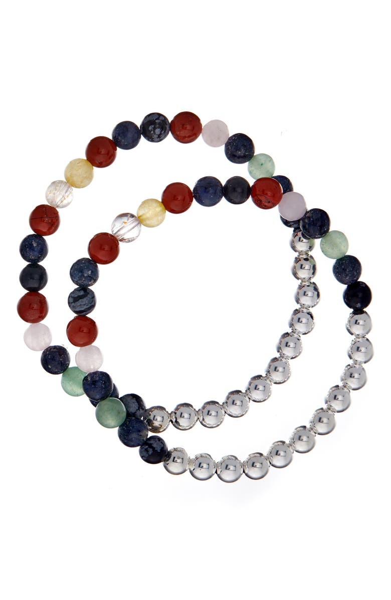 The Healer’s Collection N32 Emotional Eating Set of 2 Healer's Bracelets, Alternate, color, Silver