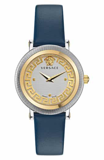 Greca Flourish Two-Hand Quartz Leather Strap Watch, 35mm