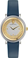 Versace Greca Flourish Two-Hand Quartz Leather Strap Watch, 35mm