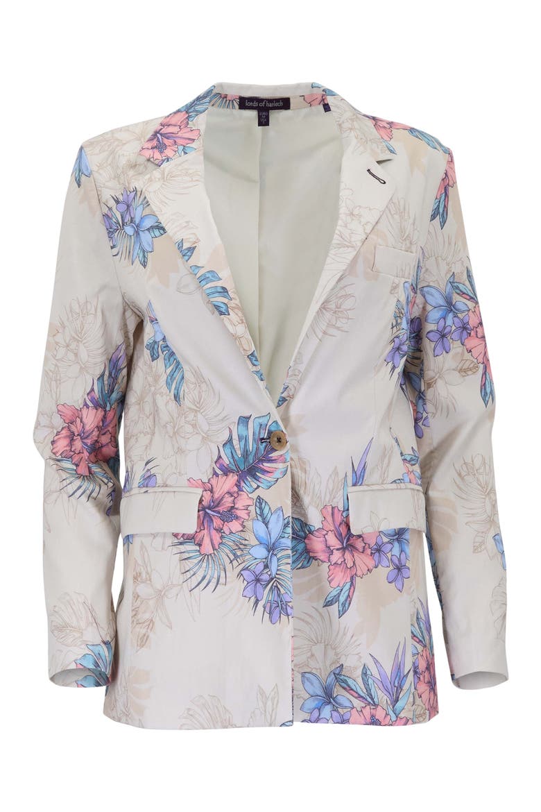 Exotic Floral Womens Tailored Blazer, Alternate, color, EXOTIC FLORAL NEUTRAL