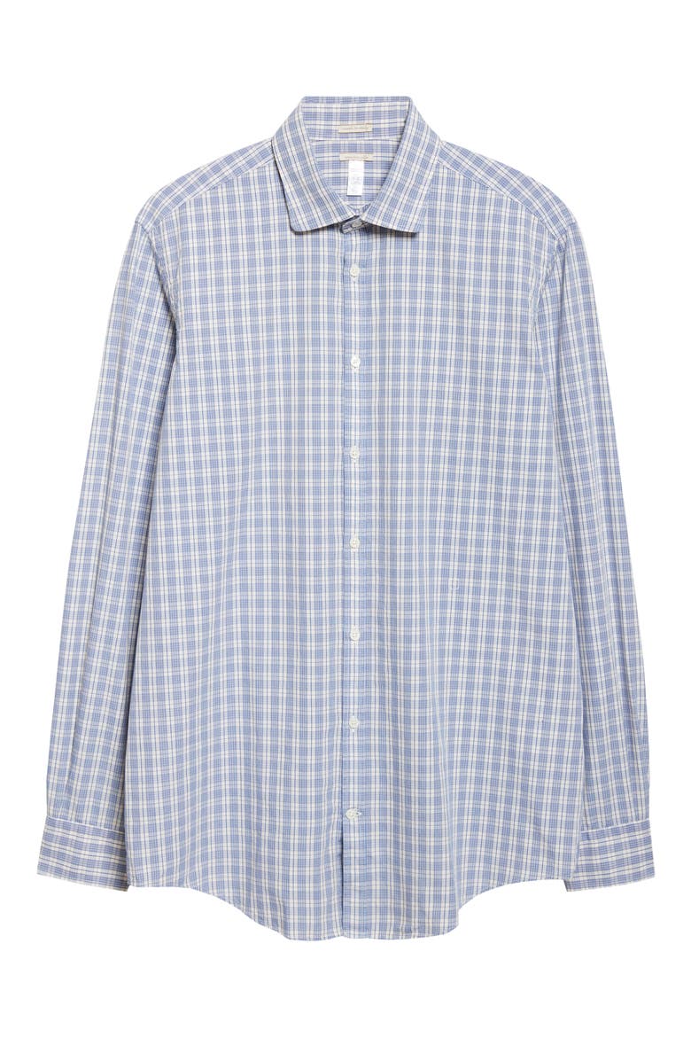 Canary Plaid Cotton Button-Up Shirt, Alternate, color, CHAMPAGNE