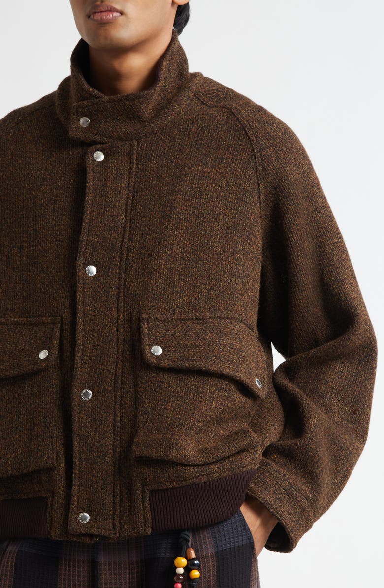 SONG FOR THE MUTE Wool Blend Flight Jacket, Alternate, color, Brown