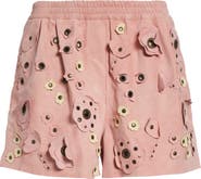 Marni Floral Appliqué Suede Shorts